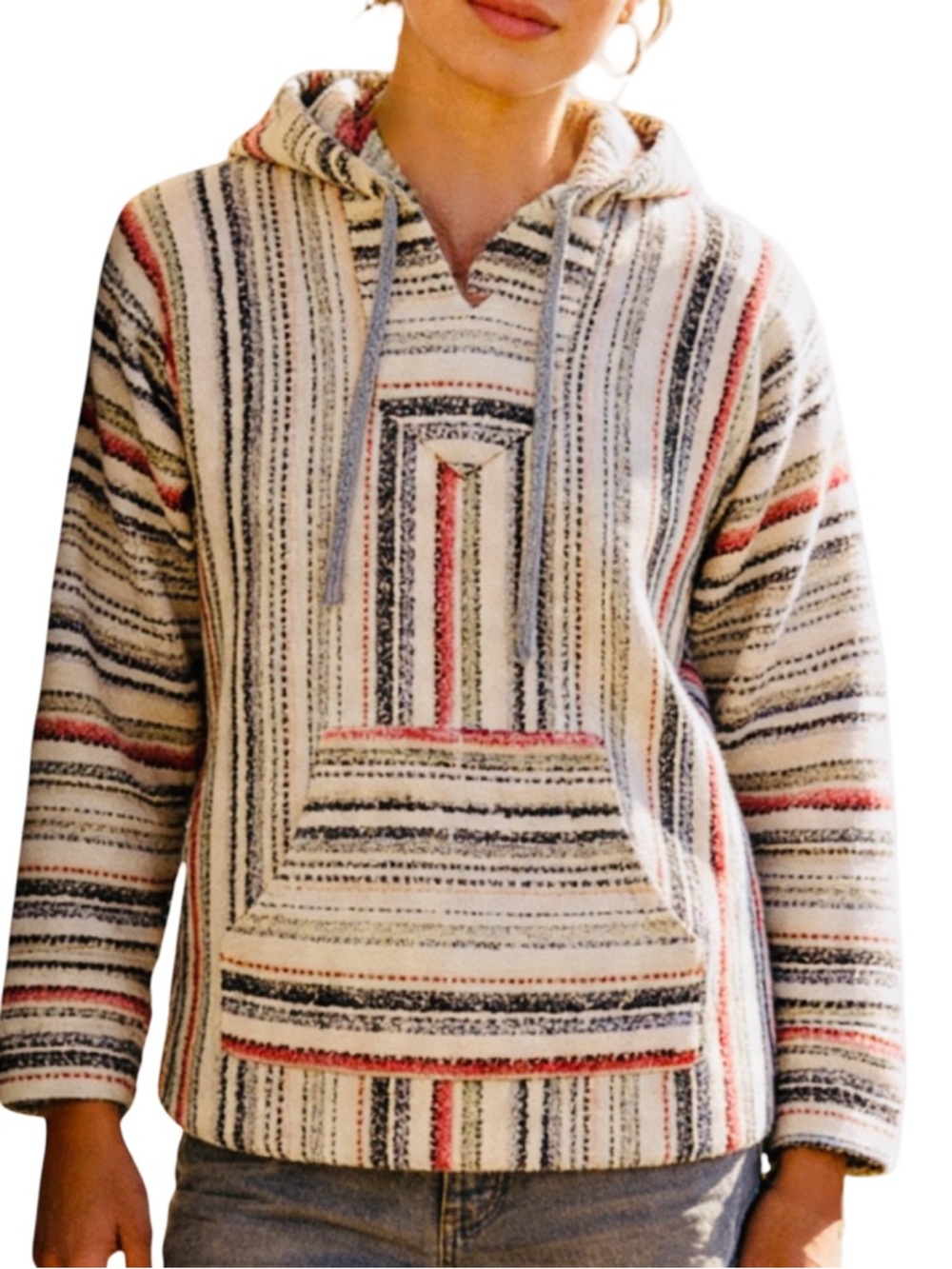 🐚Vintage Striped Baja Hoodie, Size Medium